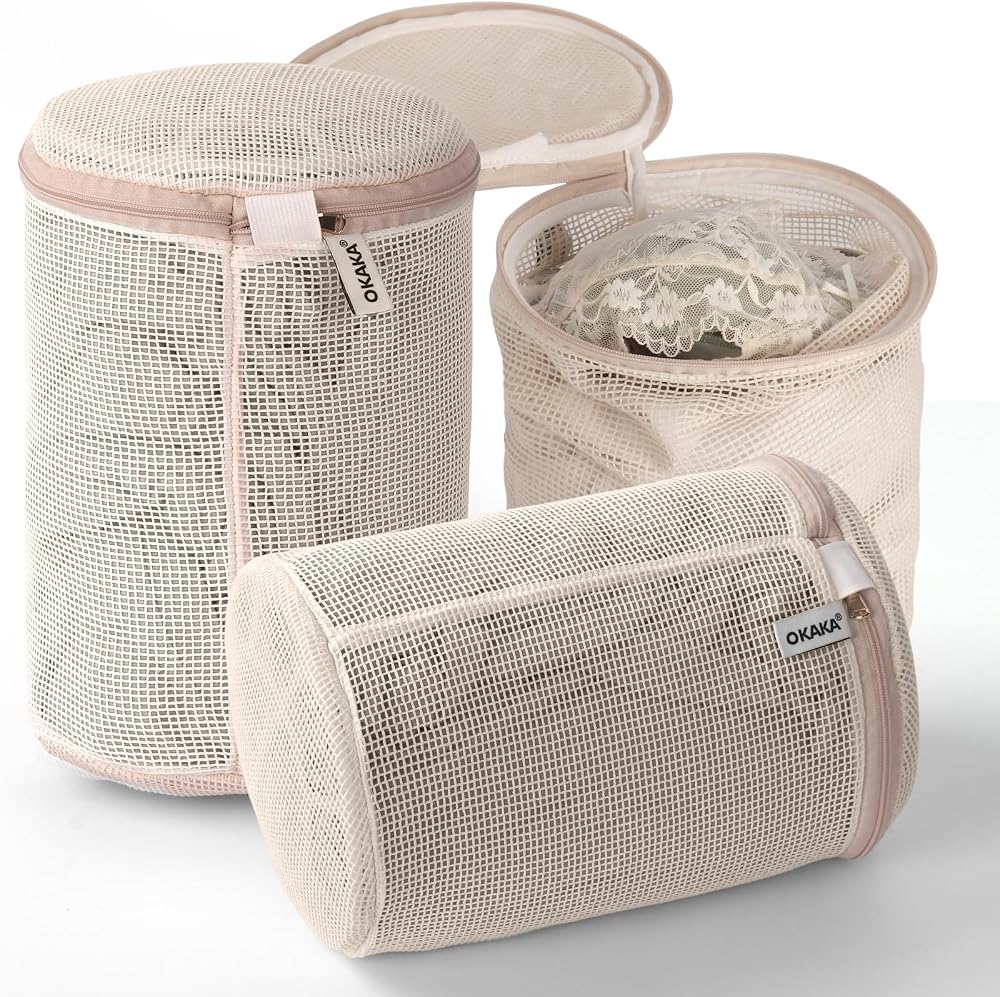 OKAKA Cotton Bra & Lingerie Wash Bags, Set of 3